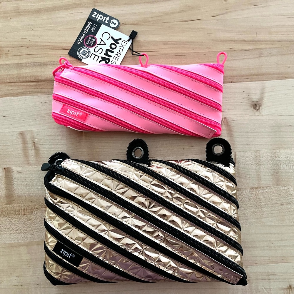 Zipit Pink/Gold Cases, NWT
